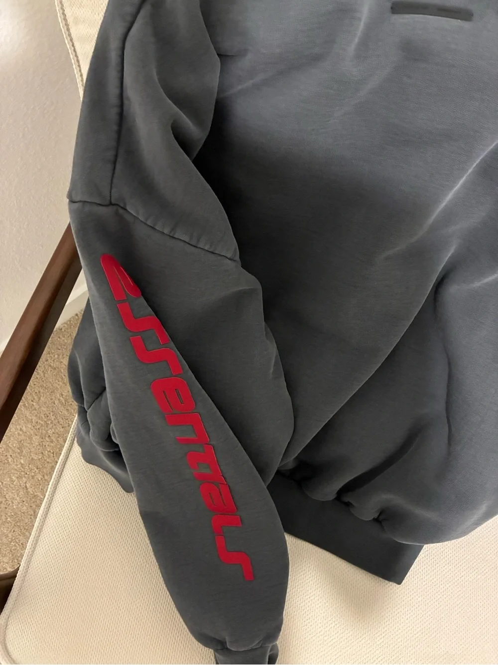 Fear of God Essentials Charcoal Crewneck with Red Logo